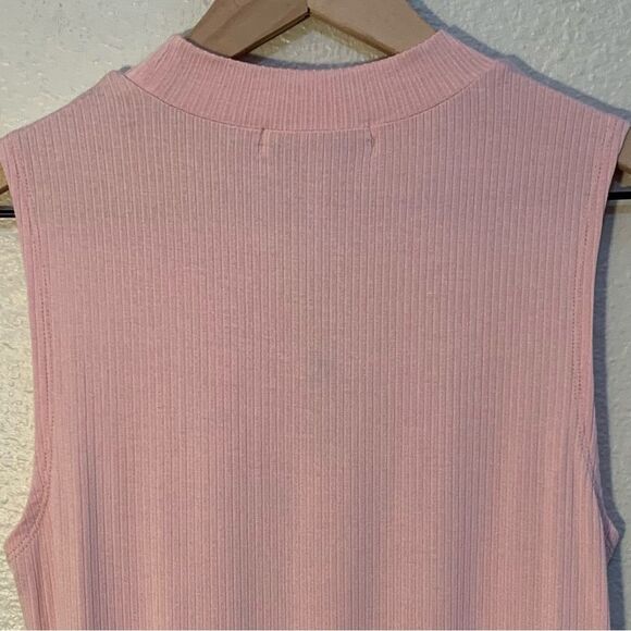 BCB GENERATION Sleeveless Mock Neck Top Women’s Medium Pink Ribbed Slinky. - Picture 5 of 10